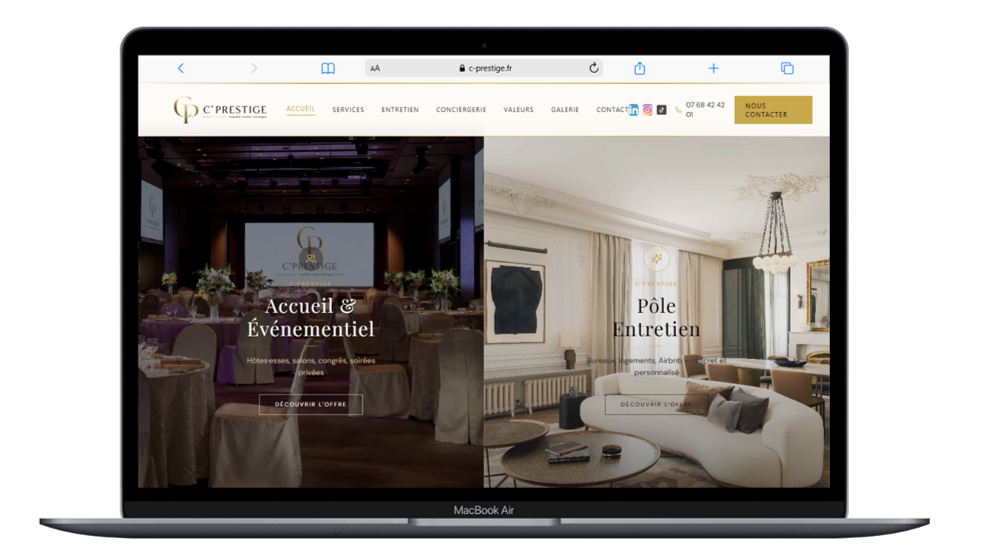 Aperçu du site C Prestige sur un ordinateur portable