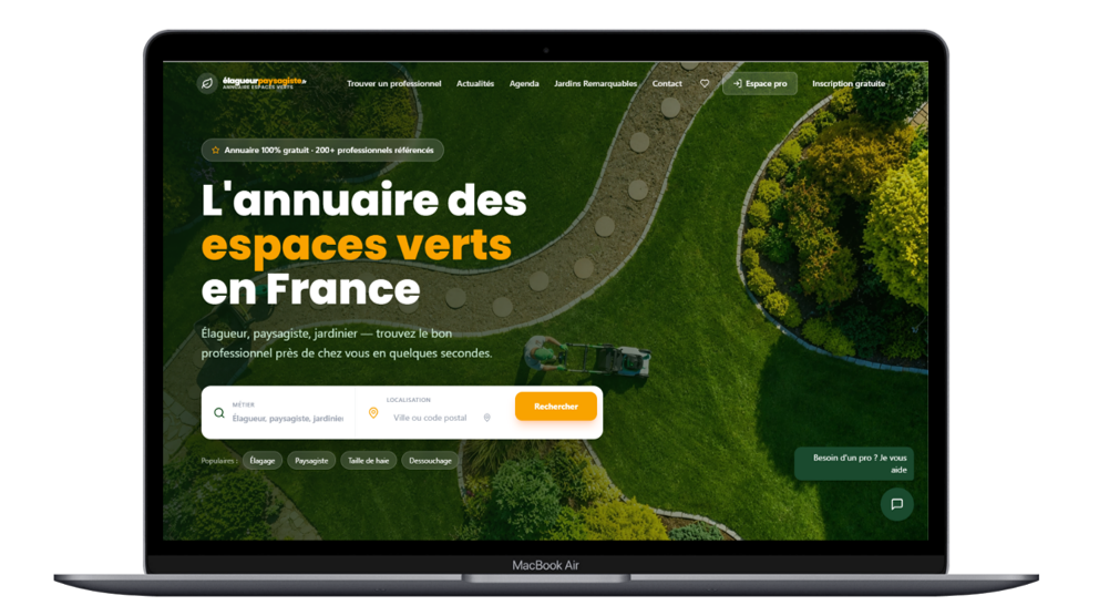 Aperçu du site Élagueur Paysagiste sur un ordinateur portable
