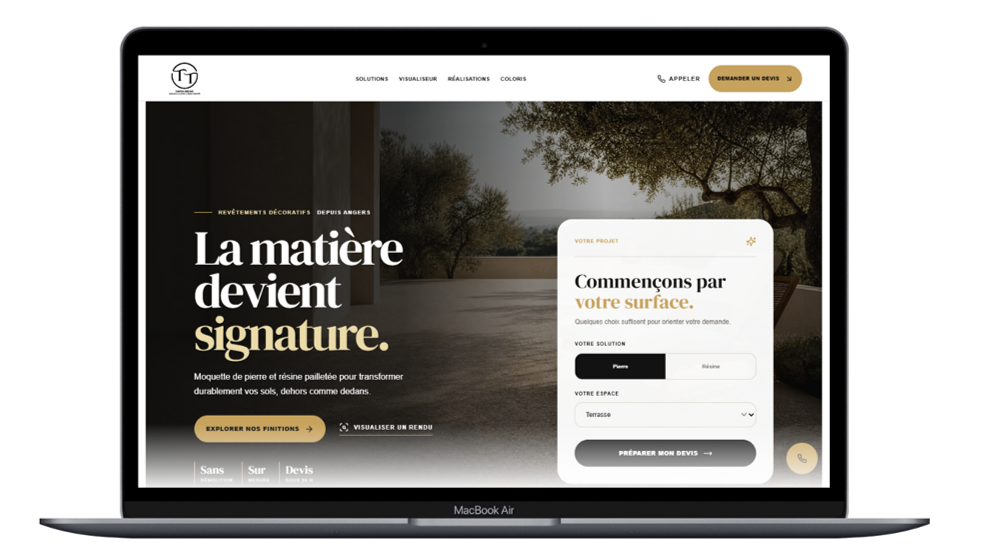 Aperçu du site Moquette de Pierre Angers sur un ordinateur portable