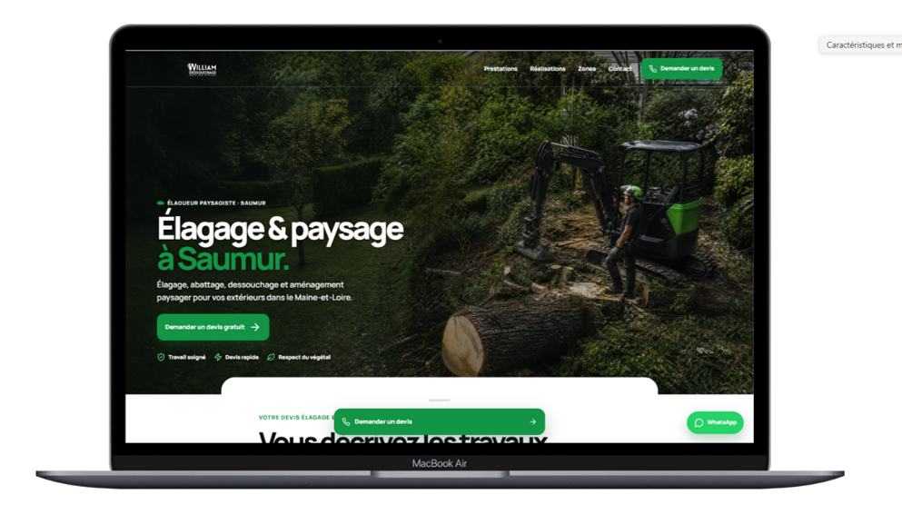 Aperçu du site William Dessouchage sur un ordinateur portable